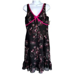 Vintage Y2K London Times Embroidered Babydoll Midi Tank Dress Size 10 Whimsigoth
